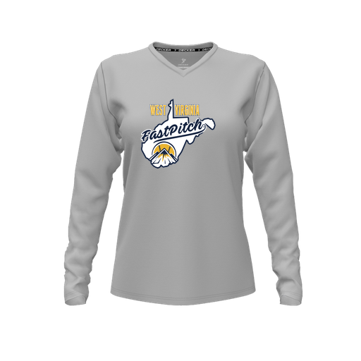 [FTLVCFGY-FYXS-LOGO1] Decker Comfort T-Shirt (Female Youth XS, Gray, V Neck, Logo 1, Long Sleeve)