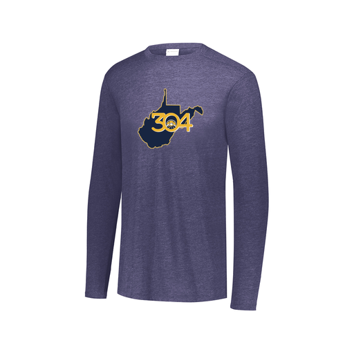 [FTLCUBNV-AXS-LOGO2] Decker Men's Tri-Blend T-Shirt - Long Sleeve (Adult XS, Navy, Logo 2)